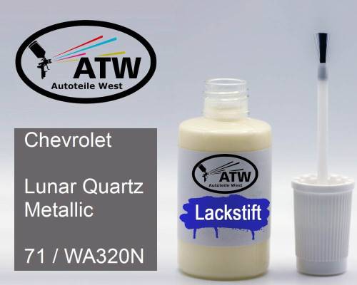 Chevrolet, Lunar Quartz Metallic, 71 / WA320N: 20ml Lackstift, von ATW Autoteile West.